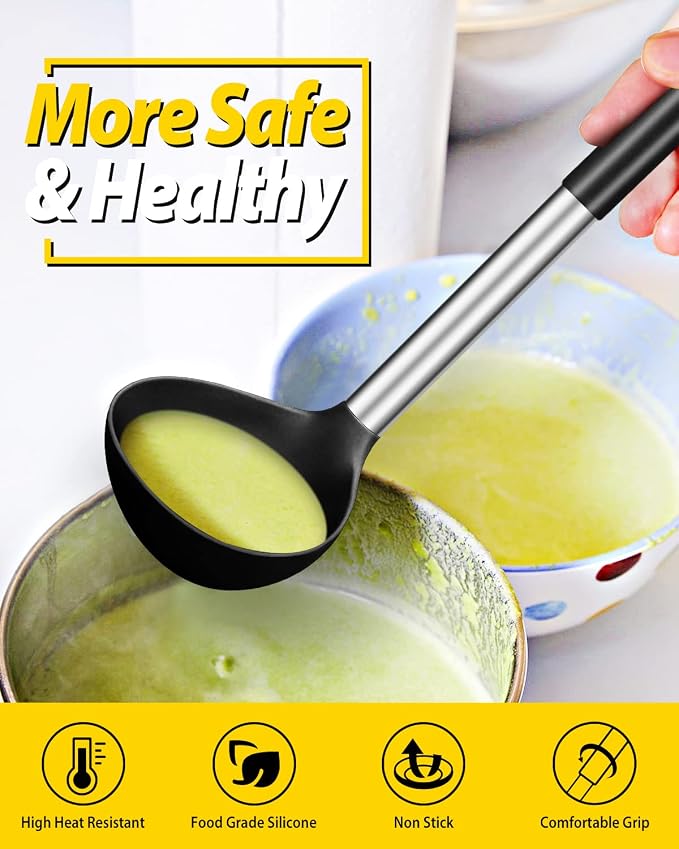 Pack of 2 Ladle Spoon, Silicone Large Spoon - Image 4