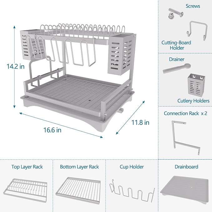 B-Land Dish Drying Rack: 2 Tier Dish Racks - Image 4