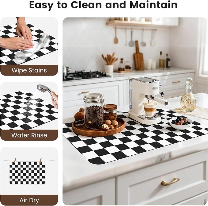 17" x 32" Checkered Dish Drying Mat - Image 7