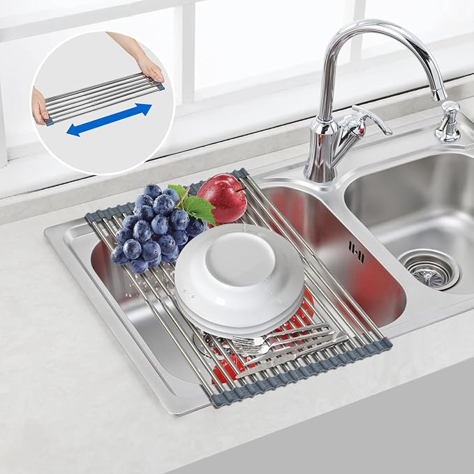 CHIRISEN Expandable Large Roll Up Dish Drying Rack 18 Tube - Image 3