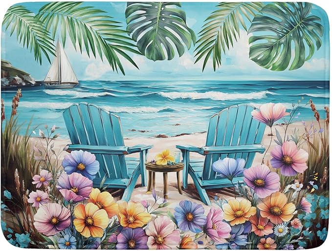 Spring Summer Sea Chair Dish Drying Mat by Anyako