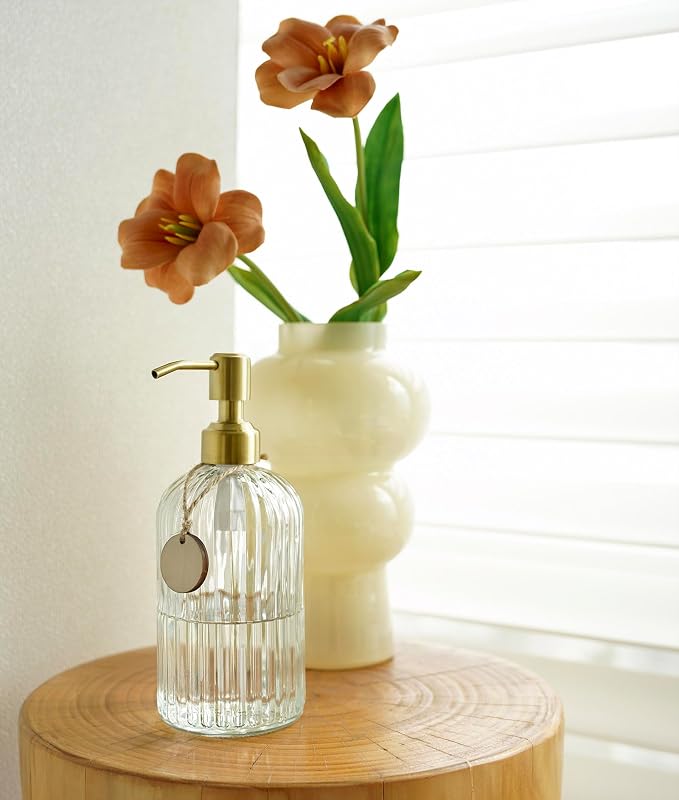 JASAI 2PACK 18Oz Fluted Glass Soap Dispenser - Image 6