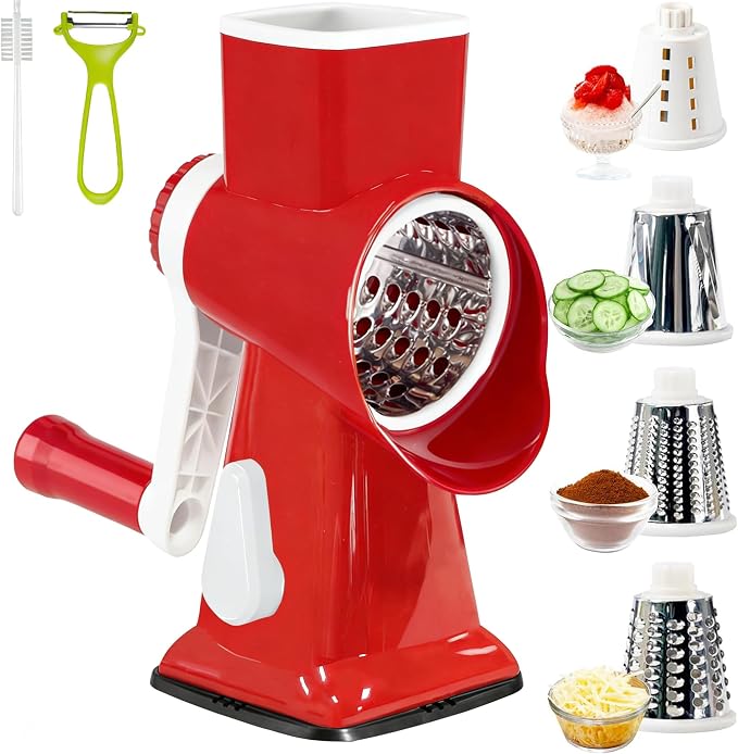 Rotary Cheese Grater with Handle, Stainless Steel Rotary Grater Slicer by Unknown