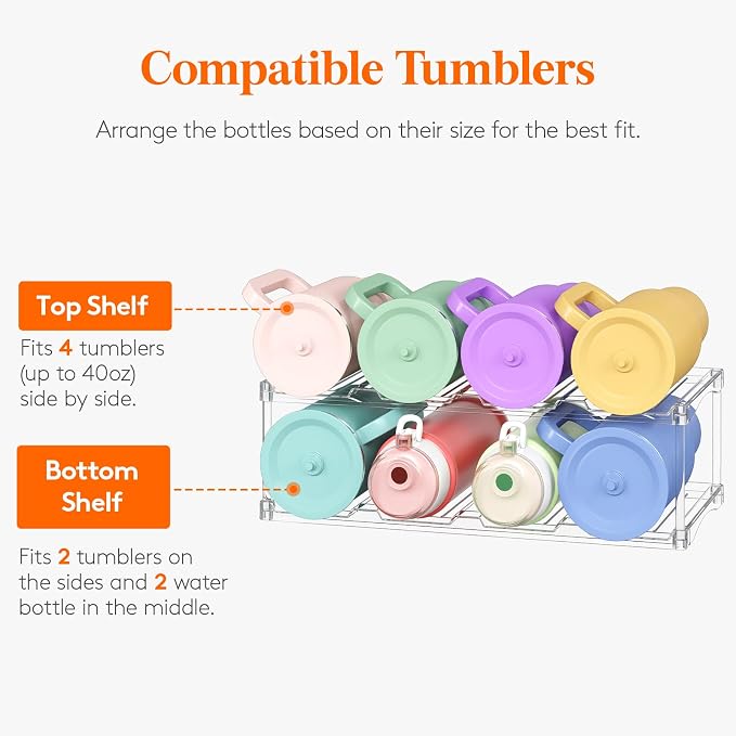 Lifewit Stackable Bottle Storage Organizer, Large Slot Water Bottle Tumbler Cup - Image 4