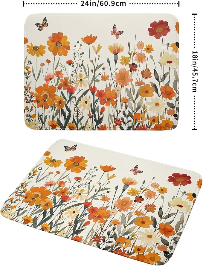 Fall Orange Wildflower Dish Drying Mat - Image 2