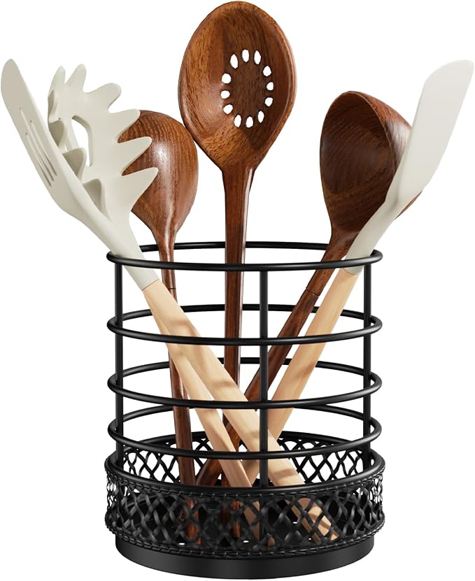 Metal Kitchen Utensil Holder for Kitchen Counter-5.43 x 5.98 inch, Fork & Knife by GIGIFTREE