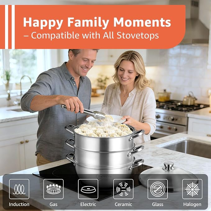 LOLYKITCH 8-Quart/ 30CM Stainless Steel Steamer Pot - Image 7
