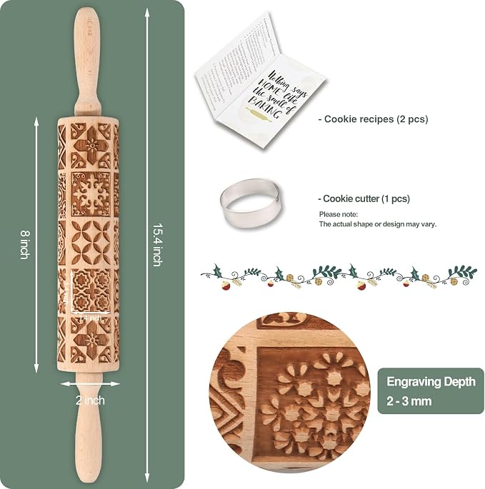 Christmas Embossed Rolling Pin for Baking Cookies Embossing Rolling Pins - Image 5