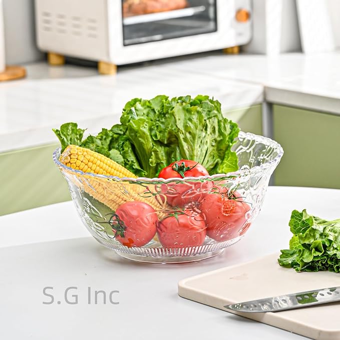 S.G Premium Quality 2 Gallon / 8 Quart Clear Plastic Punch Bowl - Image 8