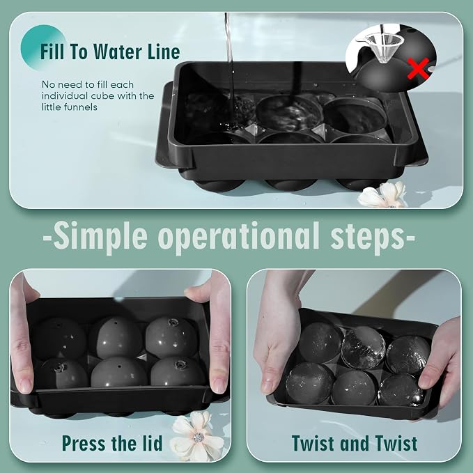 WIBIMEN Large Ice Cube Molds, Big Round Whiskey Ice Cube Trays - Image 3