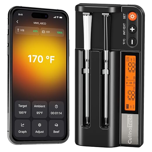 750ft Wireless Meat Thermometer Long Range by CulinaTech