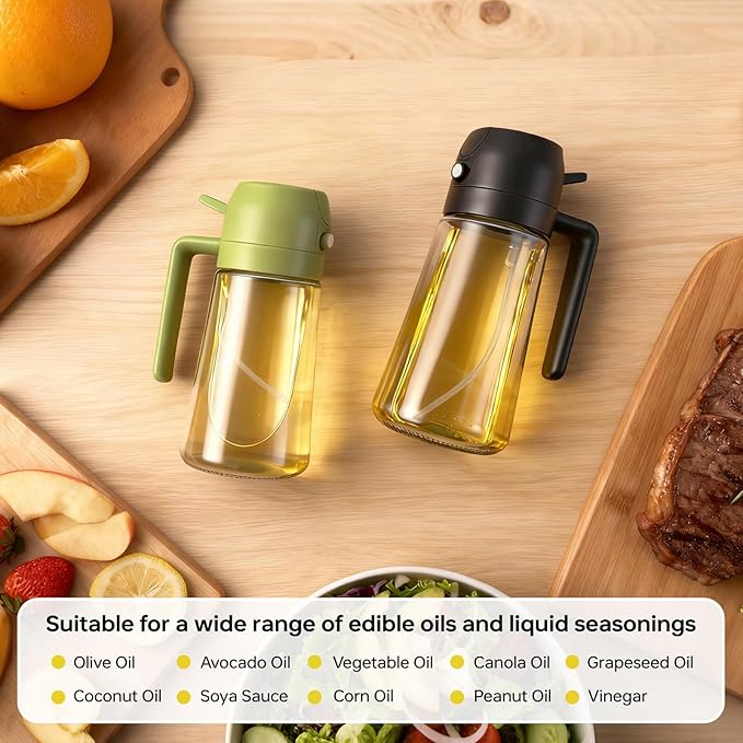 2Pcs Glass Oil Sprayer for Cooking 16oz/470ml, Kitchen Gadget for Air Fryer - Image 6
