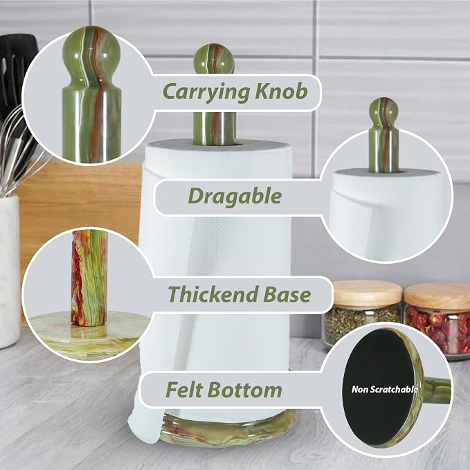 Handmade Green Onyx Paper Towel Holder – Unique Natural Stone Stand - Image 6