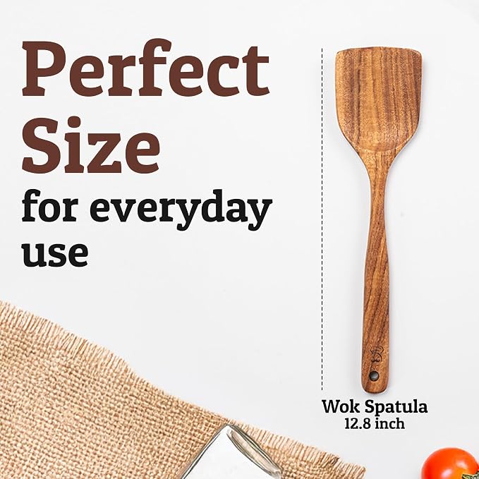 PriorityChef Premium Teak Flat Wooden Spatula - Image 4