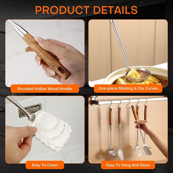 10 Pcs Cooking Utensils Set 304 Stainlss Steel Kitchen Utensils Set Heat - Image 5