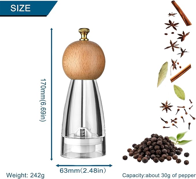 Pepper Grinder Set Salt and Pepper Grinder Set Manual Salt Grinder Pepper Mill - Image 2