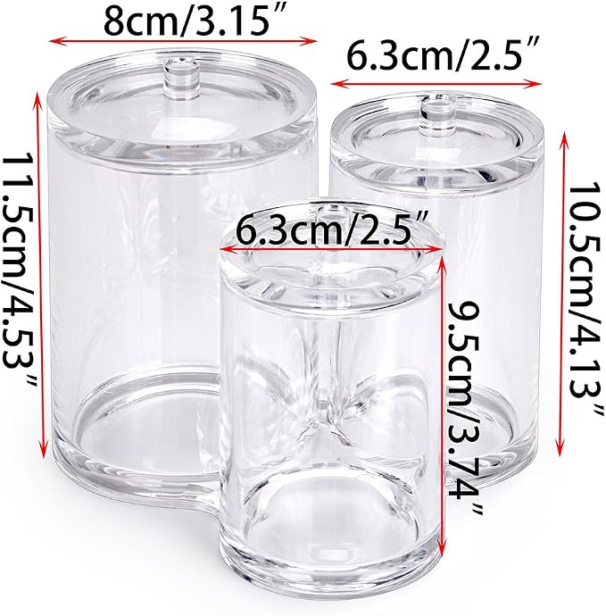 Hipiwe Clear Acrylic Cotton Swab Holder Preminm Quality Round Container Cotton - Image 6