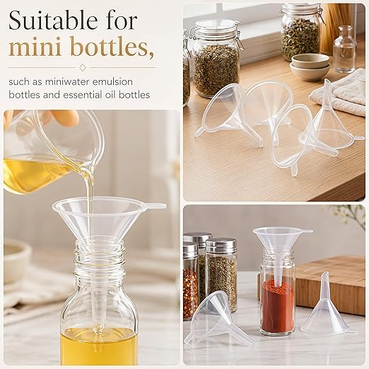 Hoolerry 50 Pcs Small Funnel for Filling Small Bottles Clear Plastic Mini - Image 5