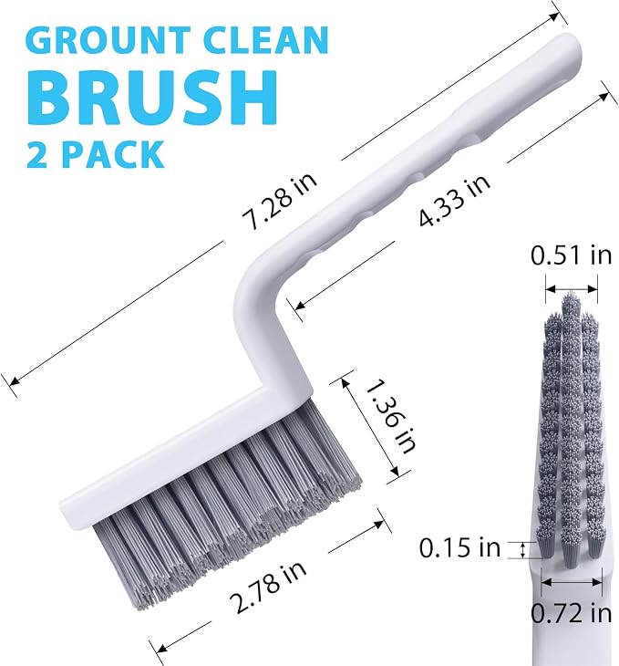 Lumkew Grout Cleaner Brush V Shape, Stiff Grout Cleaning Brushes - Image 7