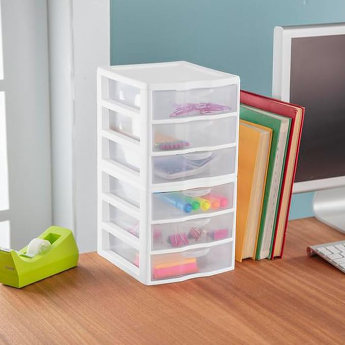 Sterilite 12-Pack Clearview 3-Drawer Cart, Small Plastic Storage Organizer - Image 9