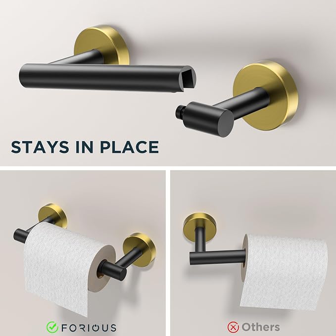 FORIOUS Toilet Paper Holder Wall Mount, SUS304 Stainless Steel Double Post - Image 2