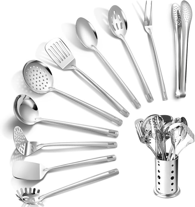 Lazycorner Kitchen Utensils Set, Potato Masher, Pasta Server, Soup Ladle by Lazycorner