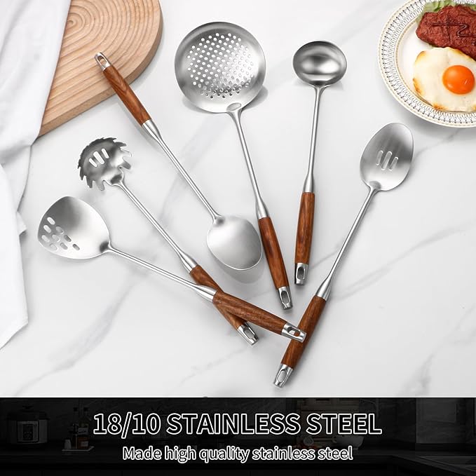 Izurok 18/10 Stainless Steel Kitchen Utensils Set, 6 Piece Cooking Utensils - Image 6