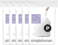 simplehuman Code P 100 Count Custom Fit Liners, Drawstring Kitchen Trash Bags by Simplehuman