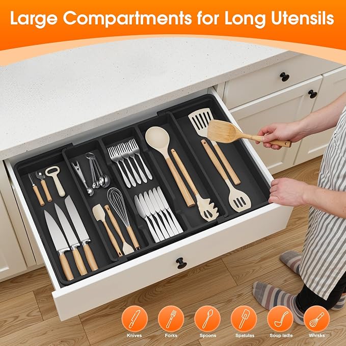 Silverware Organizer, Expandable Utensil Drawer Organizer - Image 3