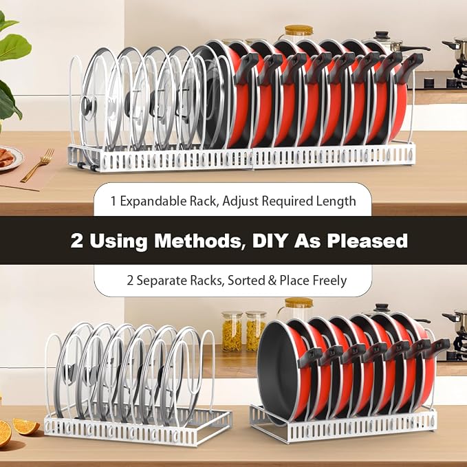 Housolution 2 Pack Pot and Pan Organizer, Pan Lid Holder Storage Rack - Image 4