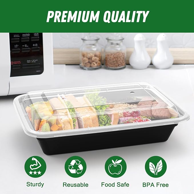 Dealusy 50 Pack 28 oz Meal Prep Containers Reusable - Image 3