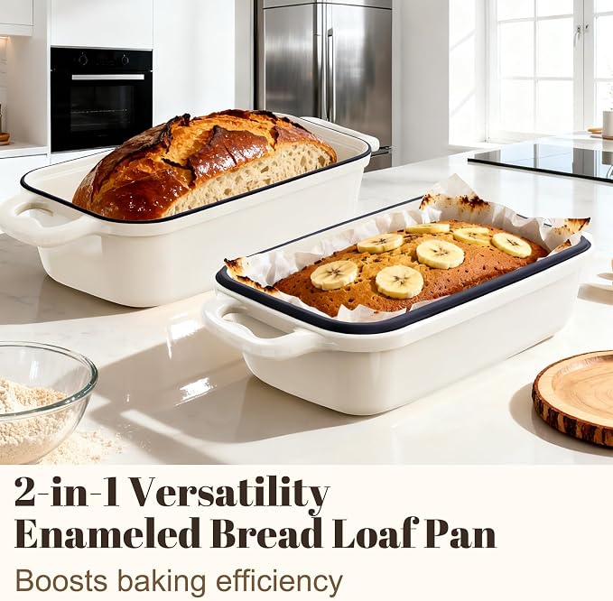 Enameled Cast Iron Sourdough Bread Dutch Oven, Cast Iron Loaf Bread Pan - Image 4