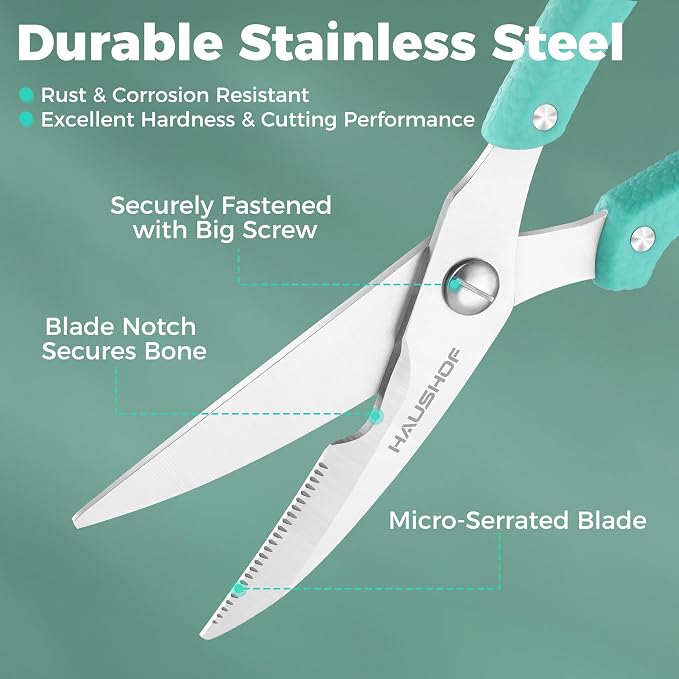 HAUSHOF Kitchen Shears for Food, Heavy Duty Poultry Shears, Stainless Steel - Image 3