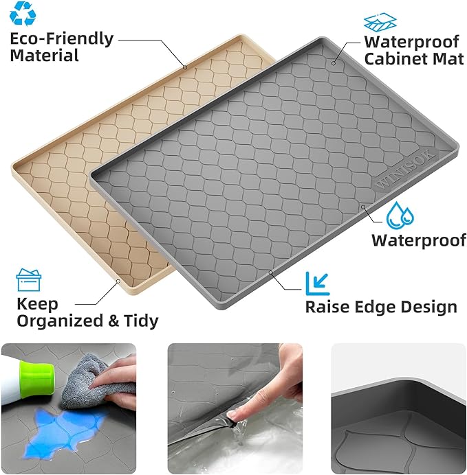 Winisok Silicone Under Sink Mat 37" x 22", kitchen Essentials and Gadgets - Image 2