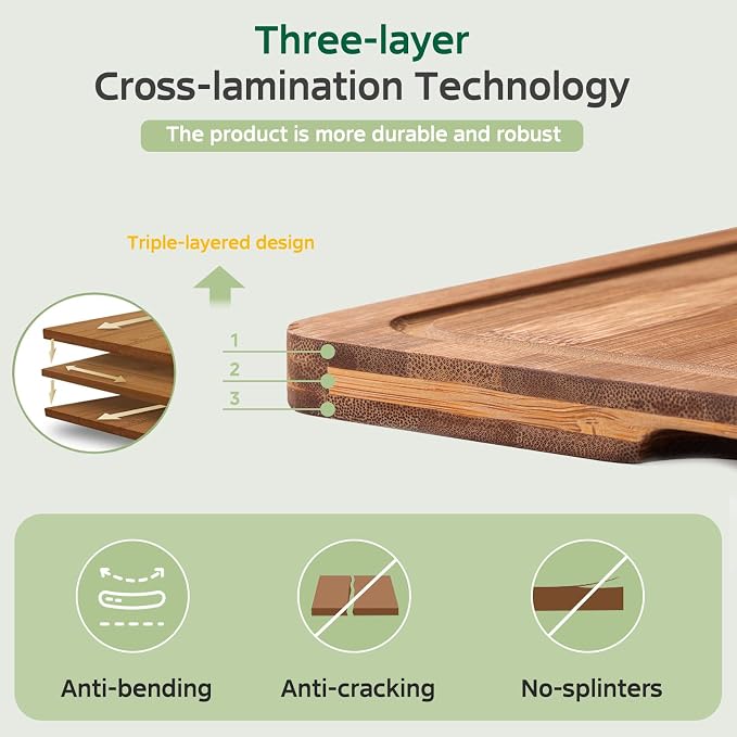 Bamboo Cutting Boards for Kitchen, Wood Cutting Board - Image 6