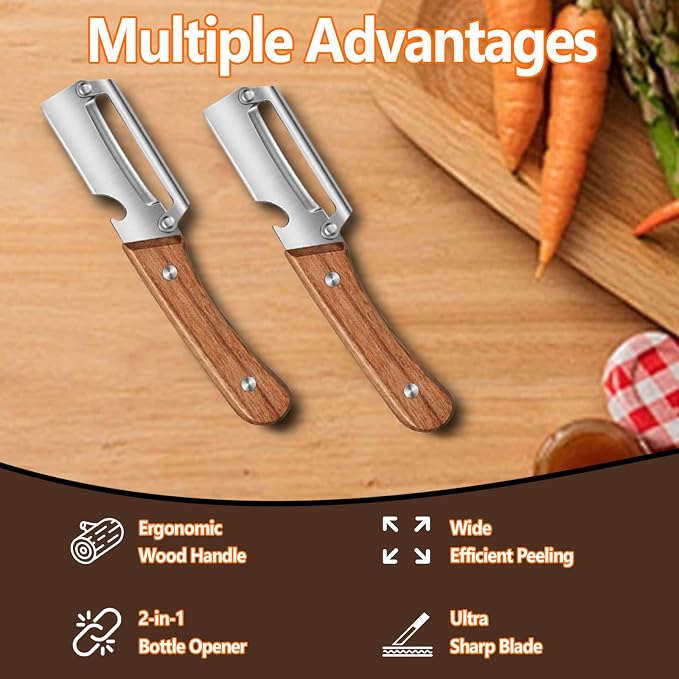 Zero Snag Wooden Peeler, Premium Vegetable Peeler - Image 3