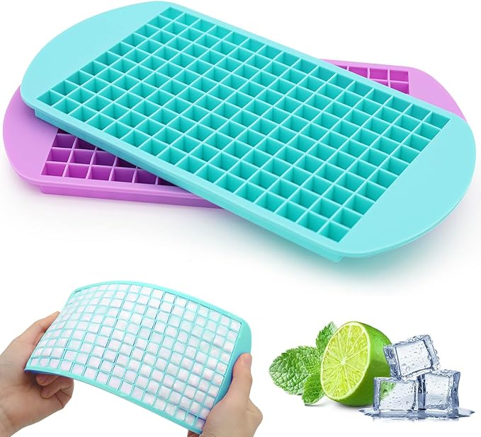 Mini Ice Cube Trays Set of 2-160 Small Ice Cubes Silicone Mold by Jisile