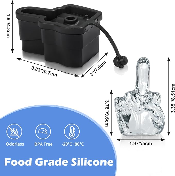 Middle Finger Ice Cube Mold – Large Reusable Silicone Tray - Image 2