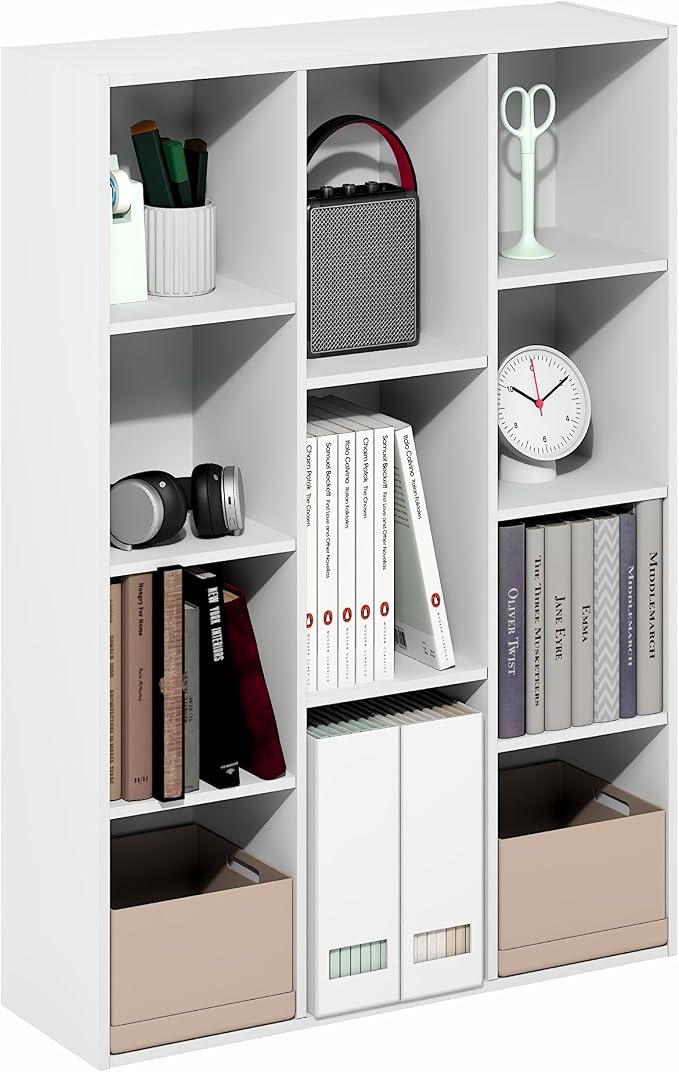Furinno LUDER Book Shelf, 11-Cube Bookshelf, Reversible Bookcase, 9.4 x 29.1 x - Image 6