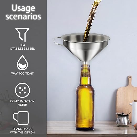 Stainless Steel Funnels for Kitchen Use, Kitchen Metal Funnel Set - Image 5