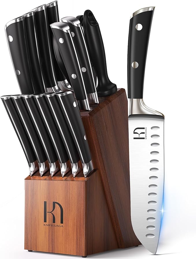 KnifeSaga Knife Set, Japanese High Carbon Stainless Steel Set of Knives by PushBoundariesforSharpness