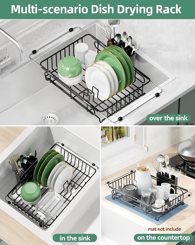 Expandable Dish Drying Rack for in-Sink, and Counter Use, Dish Drainer - Image 2