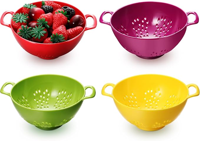 Baderke 4 Pack Mini Colander for Kitchen Plastic Berry Strainer by Baderke