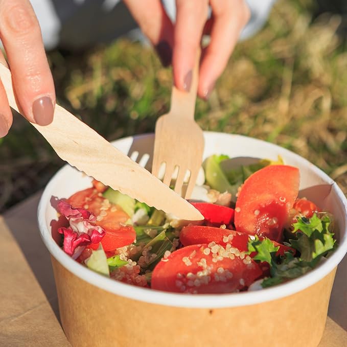 400PCS Eco-Friendly Disposable Wooden Utensil Set – Compostable Biodegradable - Image 8