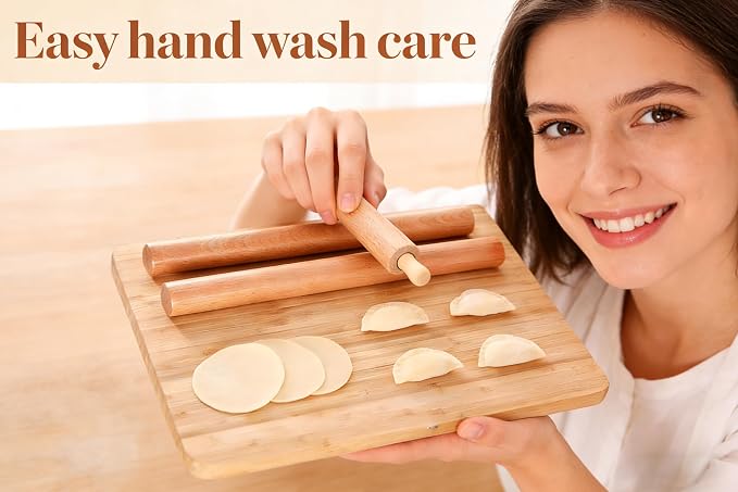 3-Pack 10-Inch Wooden Rolling Pins – Classic 1-Inch Diameter Baking Tools - Image 3