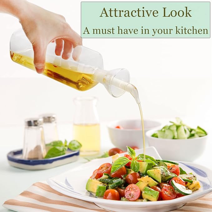 Yesland 2 Pack Olive Oil Bottle - 17 Oz Glass Oil Dispenser Vinegar Cruet - Oil - Image 6