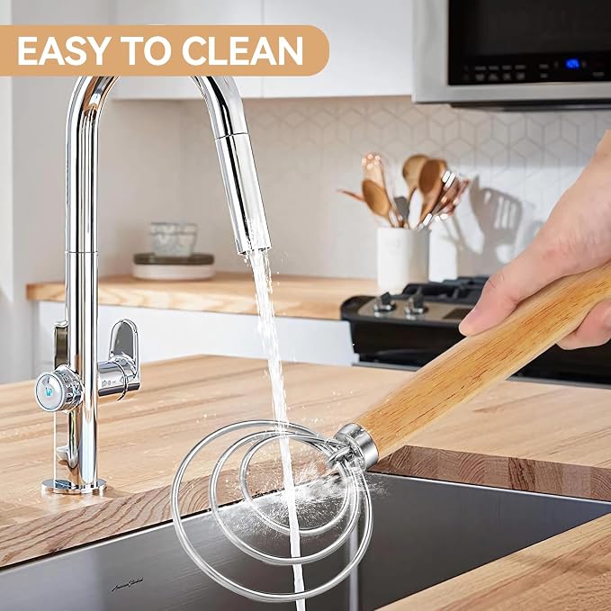 Danish Dough Whisk Dutch Bread Mixer Stainless Steel Hook Wooden Handle Baking - Image 5
