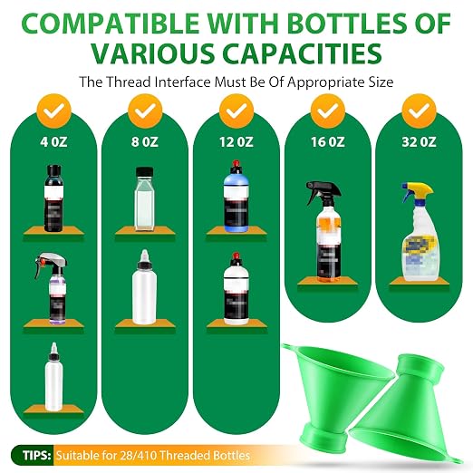 Threaded Funnel Easy Fill Funnel, Twist On Empty Spray Bottle Refill Adapter Fit - Image 6