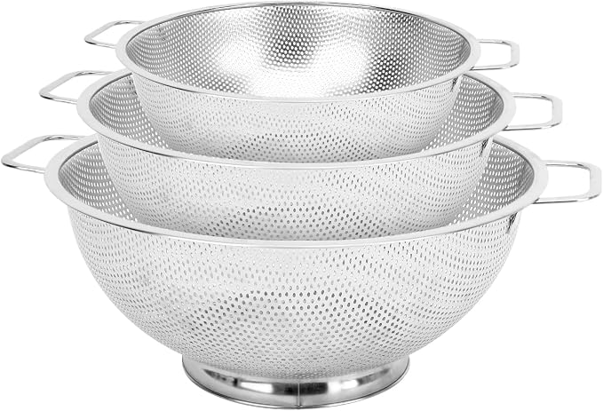 3PCS Colander for Kitchen, 3QT & 4QT & 5QT, Stainless Steel Colander Strainer by Kteniy