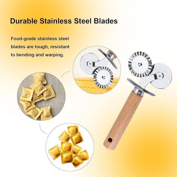 Pastry Double Cutter Wheel, 2 Pack Pasta Cutter Wheel, Dual-Head Baking Tool - Image 3